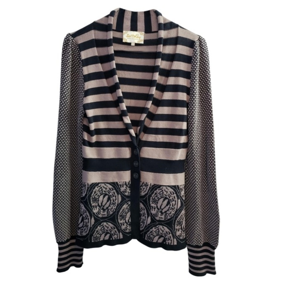 Anthropologie Black and Pink Striped Cardigan